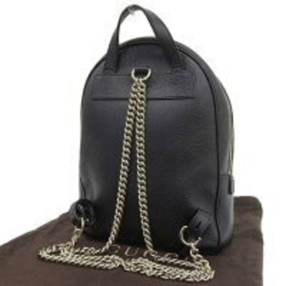 Gucci Chain Embossed Shoulder Soho Interlocking Bag GG Backpack Black